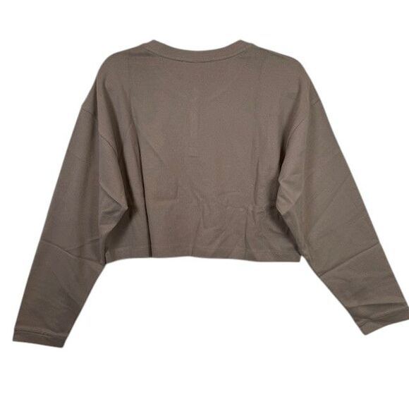 NEW! NINETY PERCENT Organic Cotton Crop Crew Button Neck Top Pebble OverSized XS - Picture 3 of 14